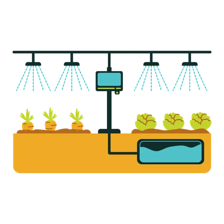 Automated Hydroponic Farming System With Water Circulation  Illustration