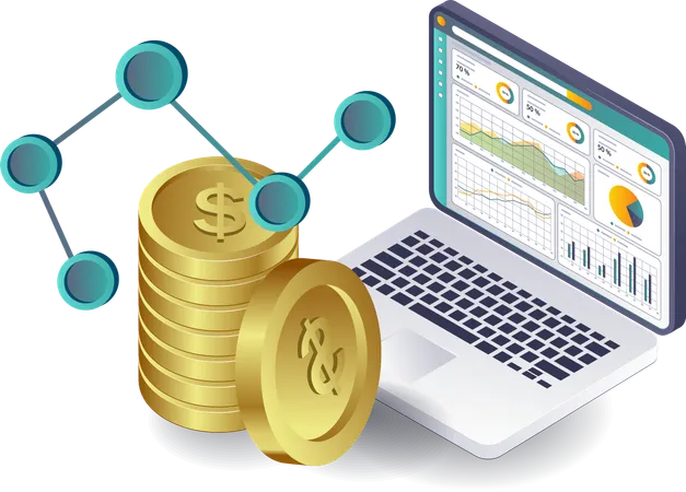 Automated Solutions for Business Financial Analysis with Computers  Illustration