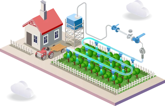Automated Watering Plants With Artificial Intelligence Io T Illustration