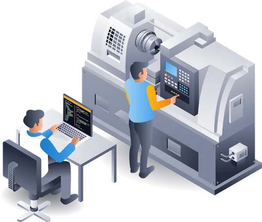 Automatic cnc machine operator  Illustration