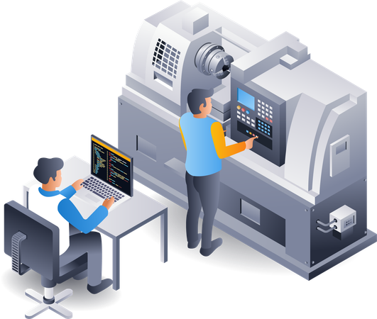 Automatic cnc machine operator  Illustration