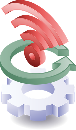 Automatic gear rotation wifi network  Illustration