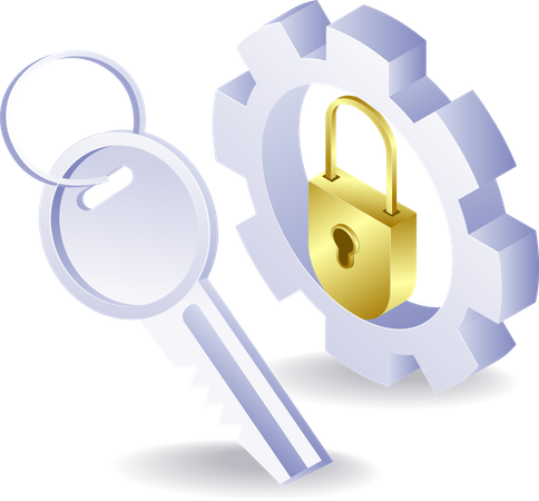 Automatic gear security lock and padlock  Illustration