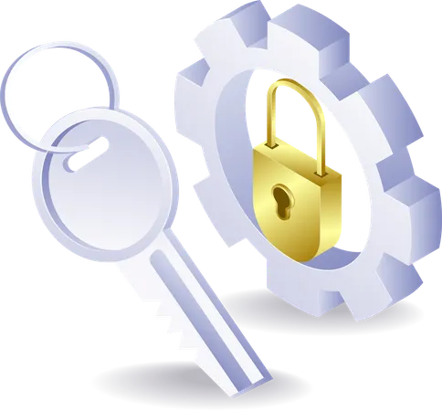 Automatic gear security lock and padlock  Illustration