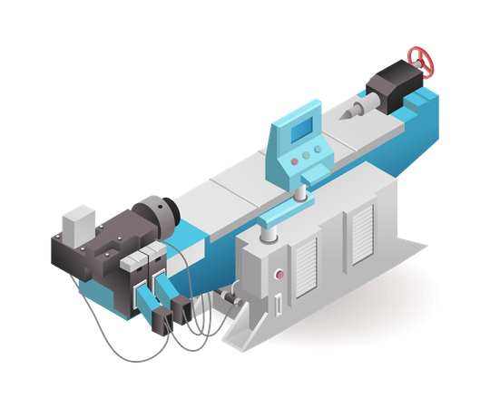 Automatic industrial cnc computer lathe machine tool technology with artificial intelligence  Illustration