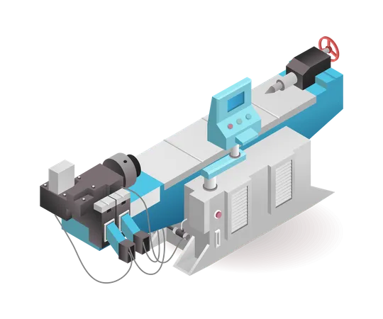 Automatic industrial cnc computer lathe machine tool technology with artificial intelligence  Illustration