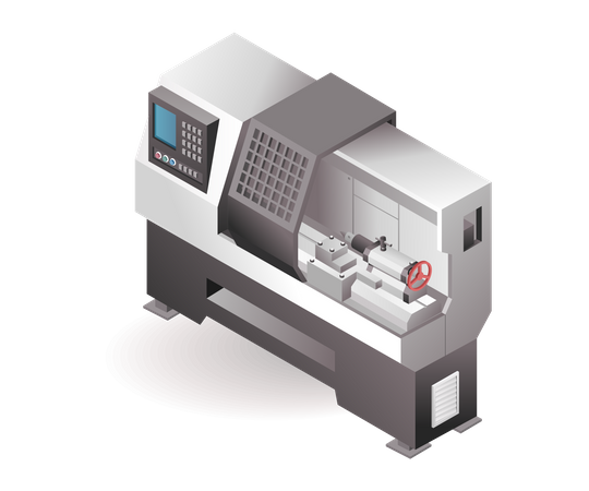 Automatic industrial cnc lathe machine tool technology factory with artificial intelligence  Illustration