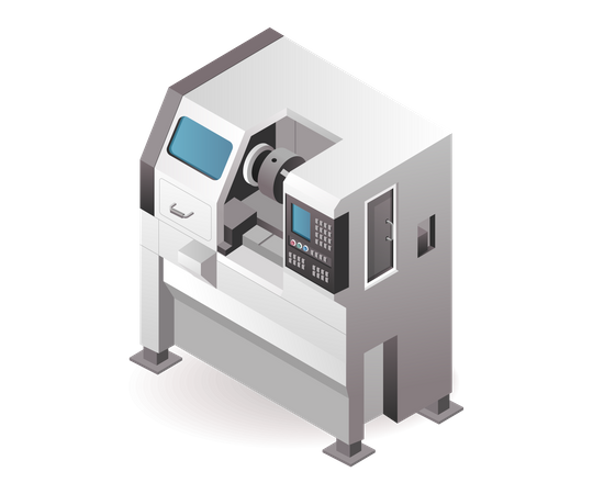Automatic industrial cnc lathe machine tool technology factory with artificial intelligence  Illustration