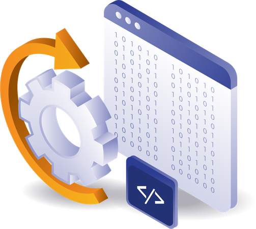 Automatic loop of data server computer hacker code  Illustration