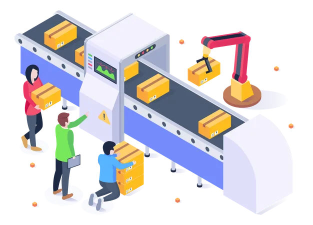 Automatic Packaging Process  Illustration