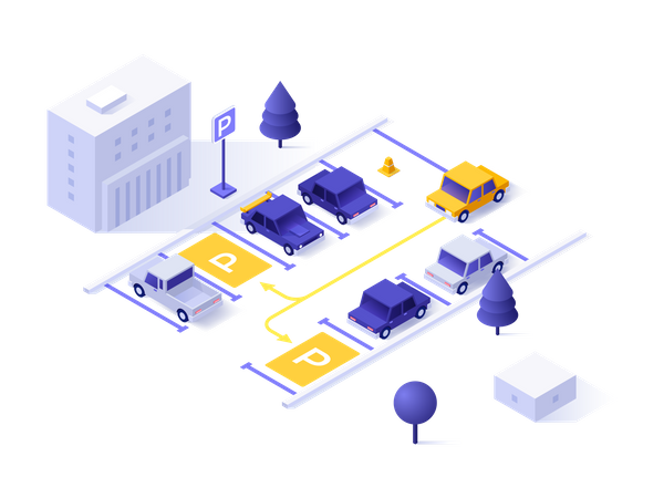 Automatic parking assistant technology  イラスト