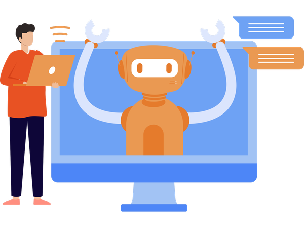 ロボットとの自動会話  イラスト