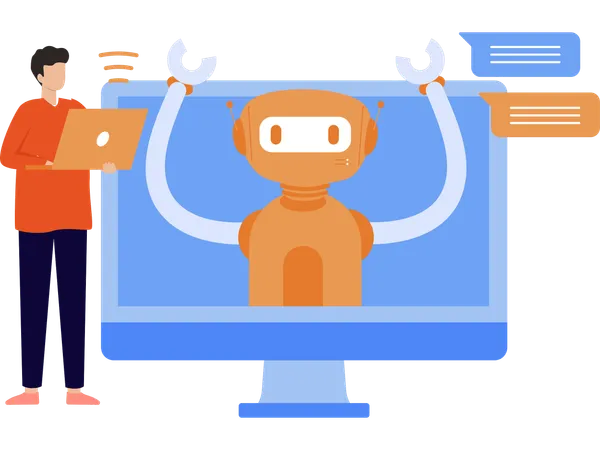 Automatic talk with robot  Illustration