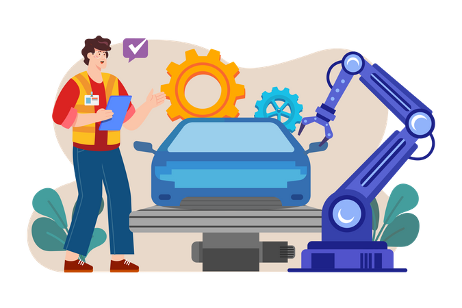 Automatisierte Autoproduktion  Illustration