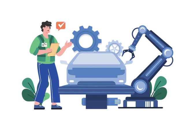 Automatisierte Autoproduktion  Illustration