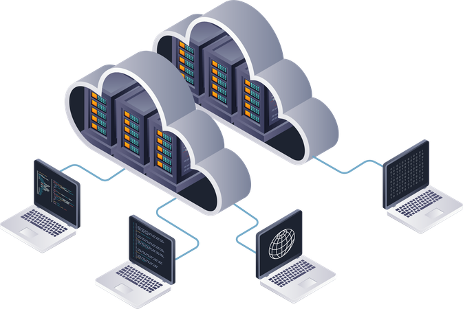 Automatización informática para la seguridad de las transacciones de datos en servidores en la nube  Ilustración