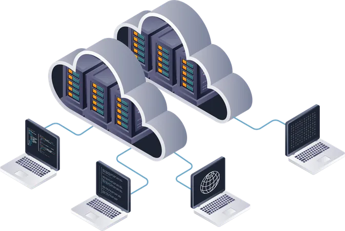 Automatización informática para la seguridad de las transacciones de datos en servidores en la nube  Ilustración