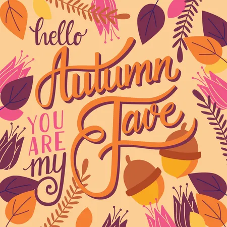 Automne tu es mon préféré, typographie à la main, conception d'affiche moderne, illustration vectorielle  Illustration