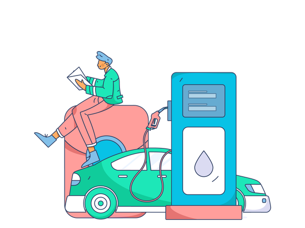 Automobile refueling  Illustration
