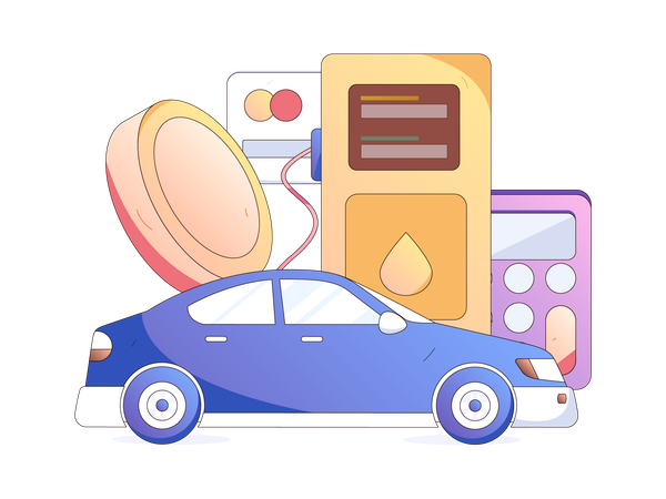 Automobile refueling and paying card  Illustration