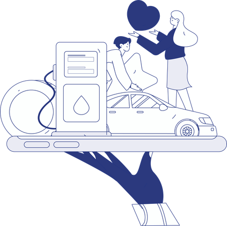 Automobile refueling by mobile  Illustration
