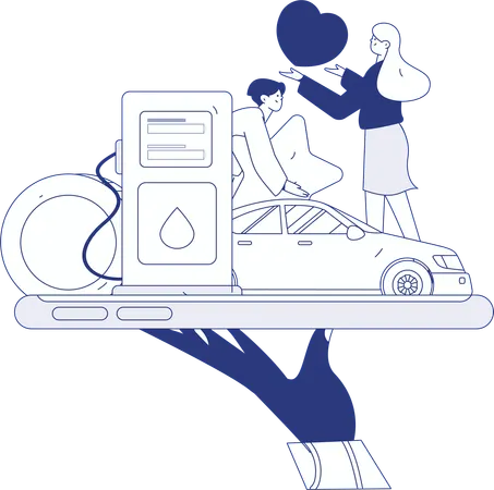 Automobile refueling by mobile  Illustration