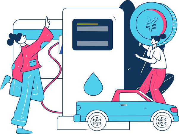 Automobile Refueling  Illustration