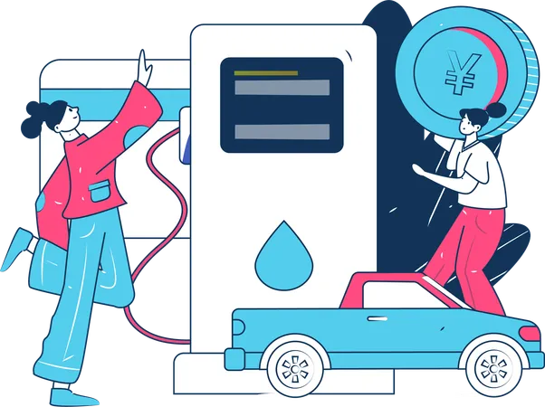 Automobile Refueling  Illustration