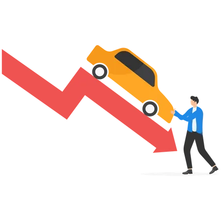 Automotive Market Is Falling Global Crisis Business Automotive Crisis Flat Modern Vector Illustration Illustration