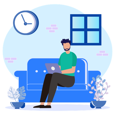 Autónomo trabajando desde casa  Ilustración