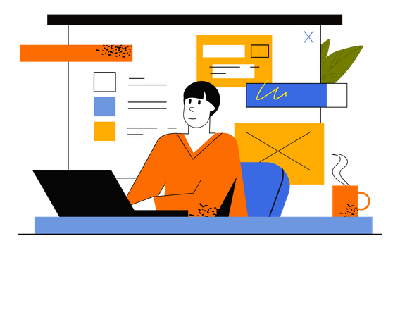 Autónomo trabajando en proyecto  Ilustración