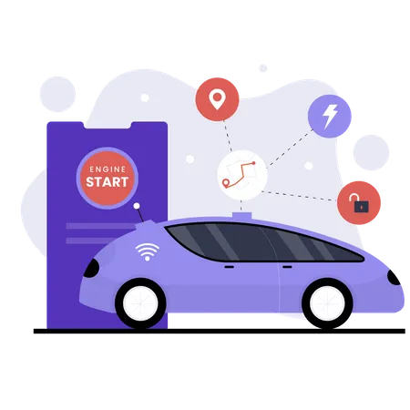 Autonomous Smart Car Illustration Design Concept Illustration For Websites Landing Pages Mobile Applications Posters And Banners Illustration
