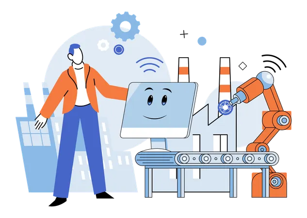 Autonomous systems guided by artificial intelligence dance in cyberspace innovation  Illustration