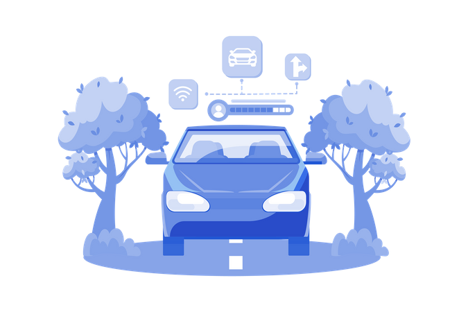 Autonomous vehicles use AI for navigation  Illustration