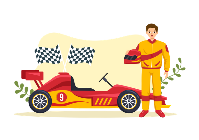 Autorennen Rennfahrer  Illustration