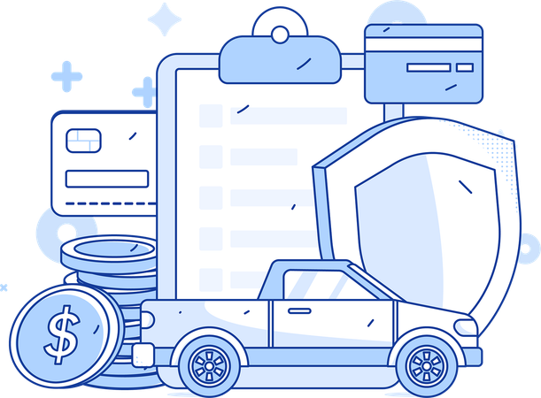 Vom Mitarbeiter unterschriebene Fahrzeugsicherheitspapiere  Illustration