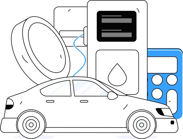 Verfahren zum Betanken von Autos an der Tankstelle  Illustration