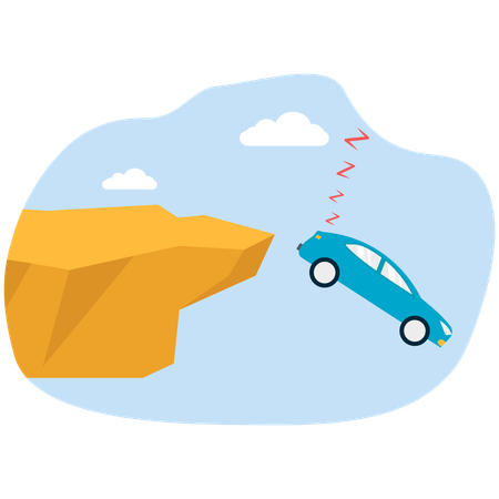 Autounfall aus Schlucht  Illustration