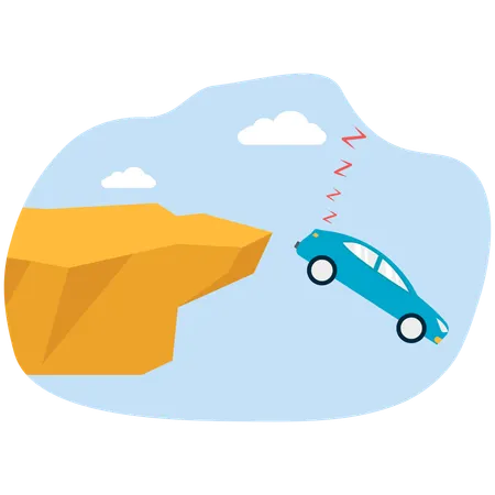 Autounfall aus Schlucht  Illustration