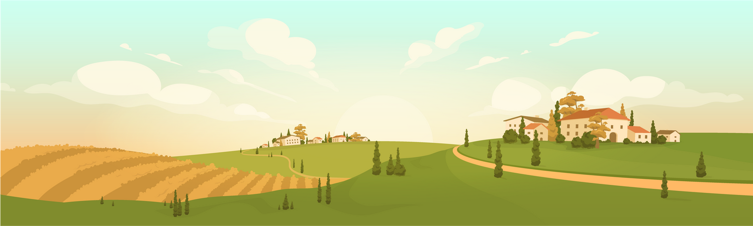 Autumn Countryside View  Illustration