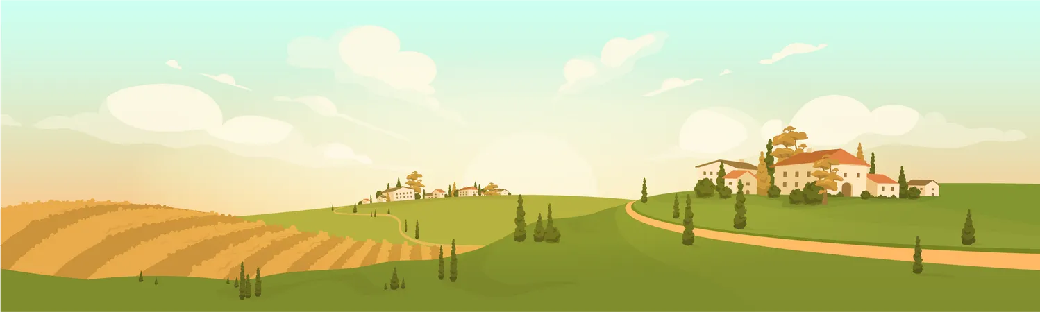 Autumn Countryside View  Illustration