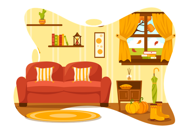 Autumn Cozy Home  Illustration