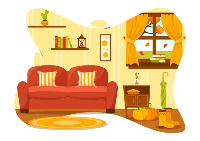 Autumn Cozy Home  Illustration