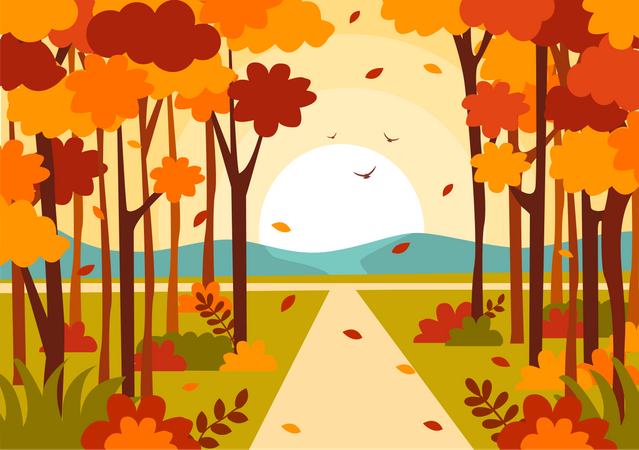 Autumn evening  Illustration