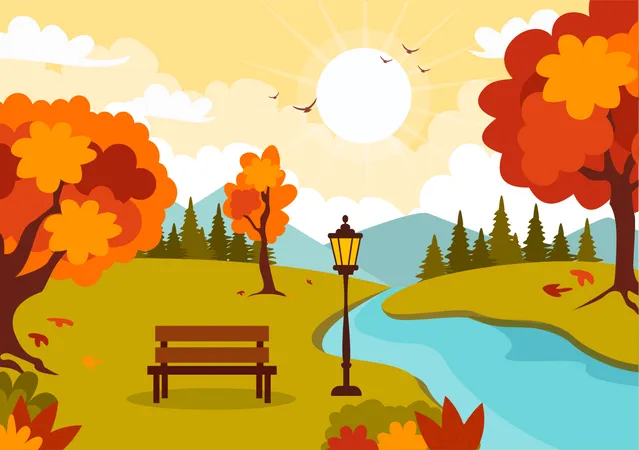 Autumn Landscape view  Illustration