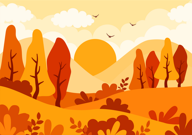 Autumn Landscape view  Illustration