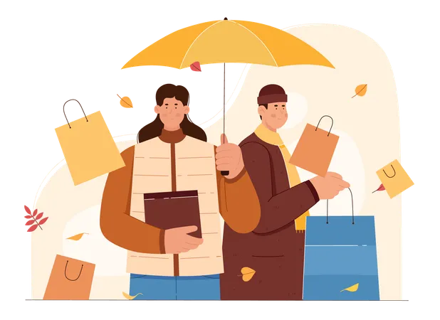 Autumn Sales In Mall Store  Illustration