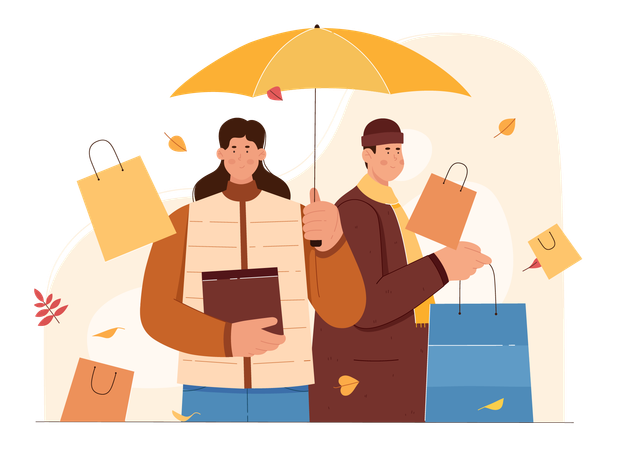 Autumn Sales In Mall Store  イラスト