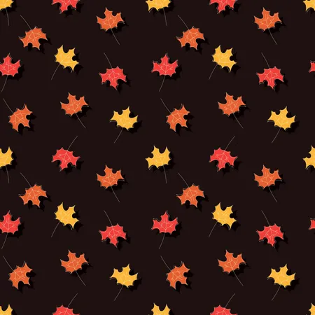 Autumn seamless pattern with floral decorative elements, colorful design  Illustration