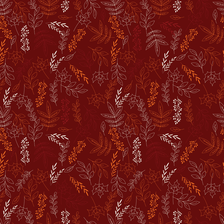 Autumn seamless pattern with floral decorative elements, colorful design  Illustration